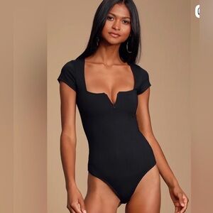 Lulu's Miraballe Black Notched Bodysuit